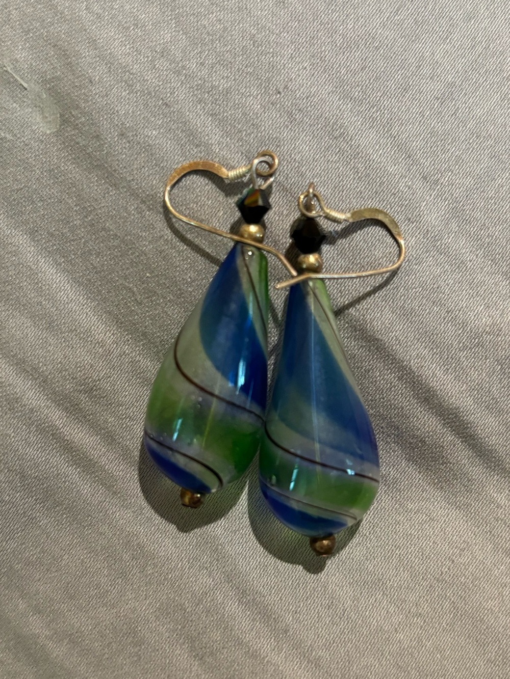 Blue-Green Teardrop Glass Earrings - Women Jewelry